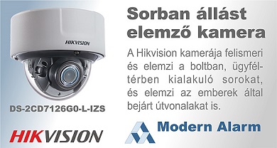 Sorban állást figyelő Hikvision kamera a Modern Alarm Kft-től