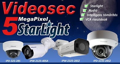 Videosec Starlight kamerák 5 megapixel felbontással