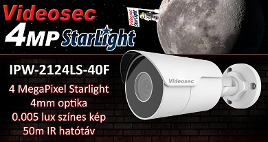 Videosec IPW-2124LS-40F, Starlight 4 MegaPixel felbontáson, kedvező áron