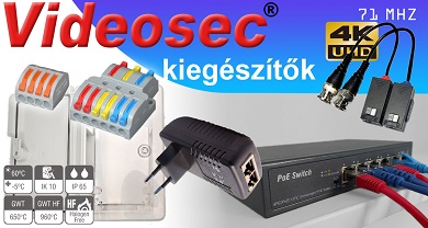 Videosec kiegészítők és szerelési segédanyagok raktárkészletről