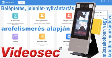 Beléptetés és jelenlétnyilvántartás Videosec OET-213H-BTS1 terminálokkal