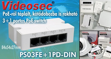 Új Videosec PS03FE+1PD-DIN PoE switch