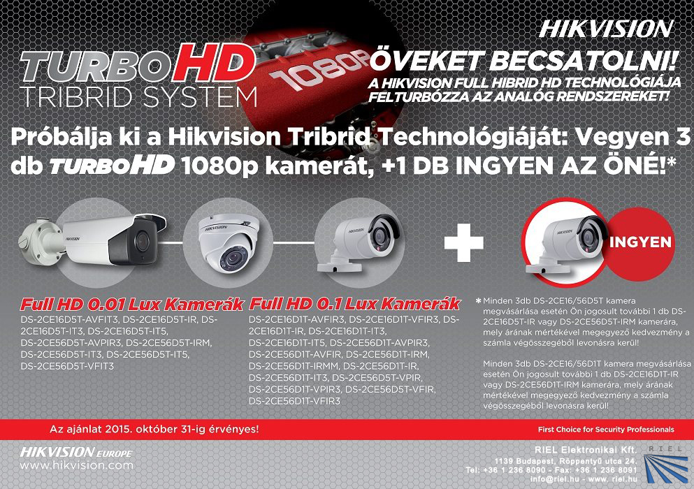 Már csak két hétig vásárolhatja meg a TurboHD kamerákat a 3+1 akcióban!