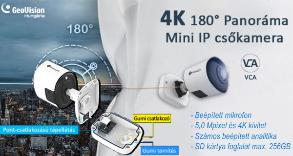 4K felbontású Milesight 180°-os panoráma kamera