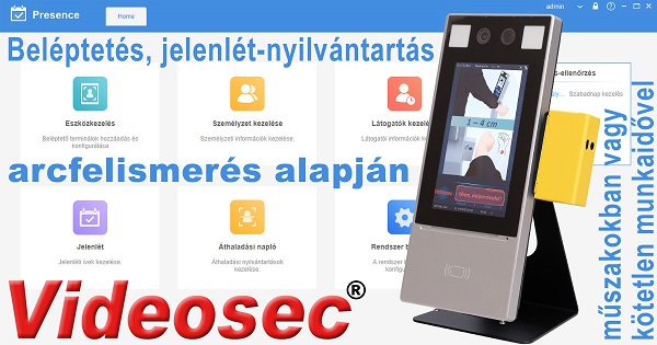 Beléptetés és jelenlétnyilvántartás Videosec OET-213H-BTS1 terminálokkal