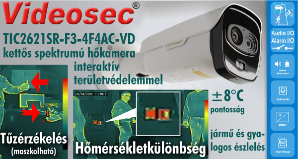 Videosec TIC2621SR-F3-4F4AC-VD hőkamera a gyakorlatban